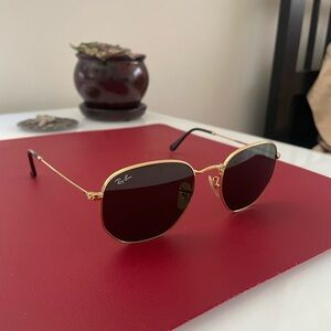 Ray-Ban Gold Frame Sunglasses with Dark Lenses
